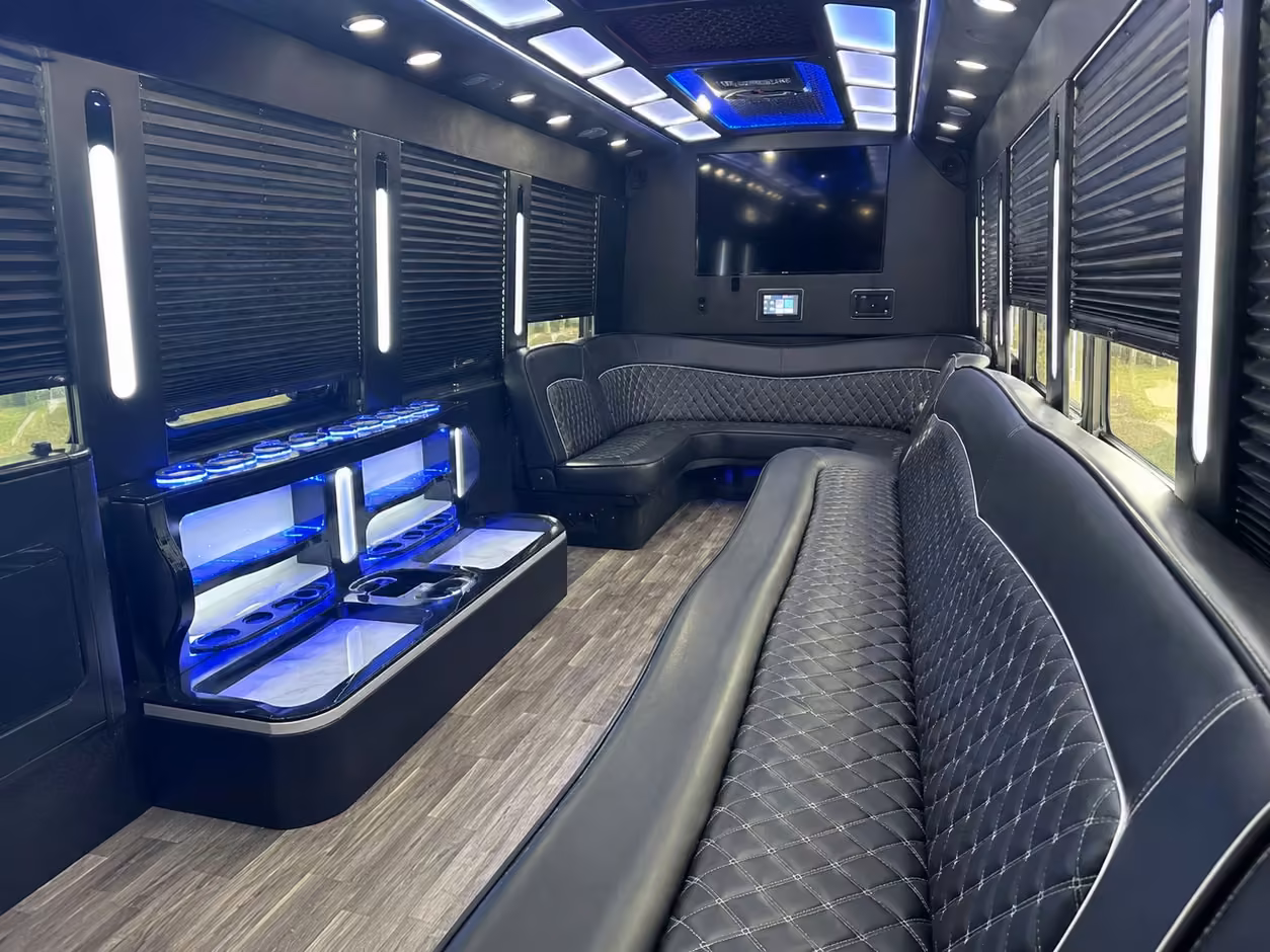 15 passenger party bus inside