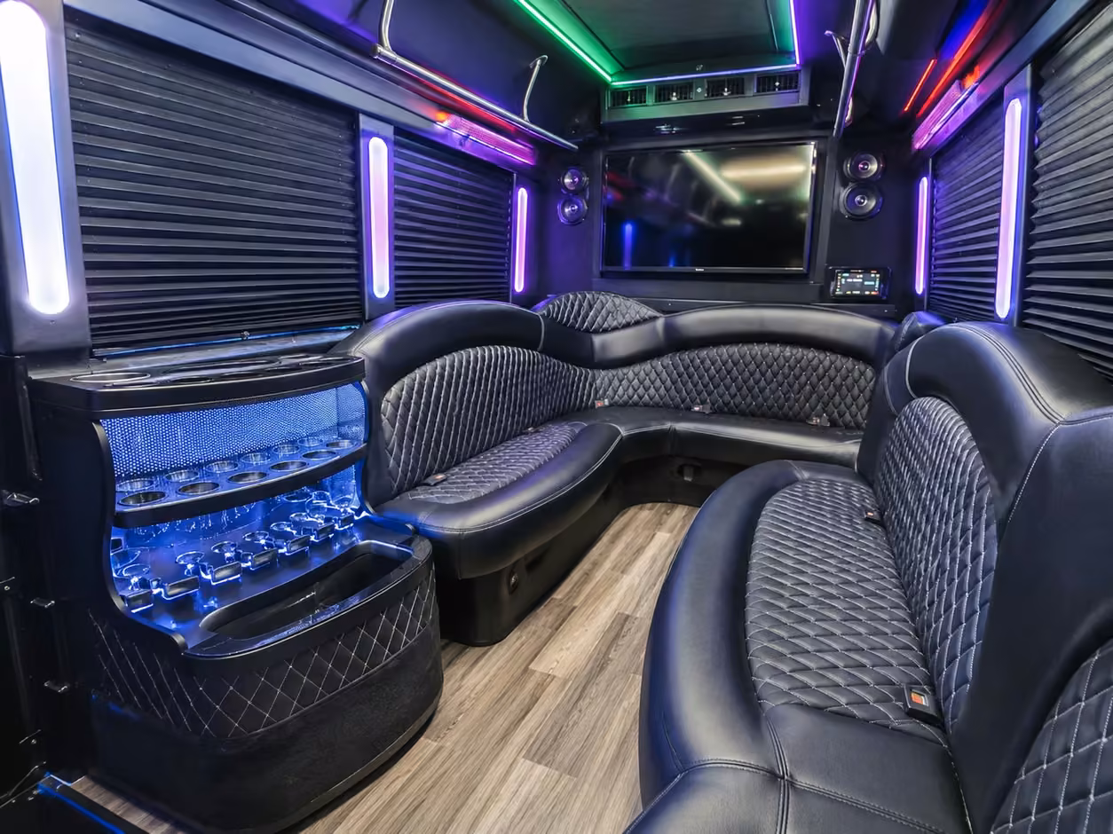 18 passenger party bus interior