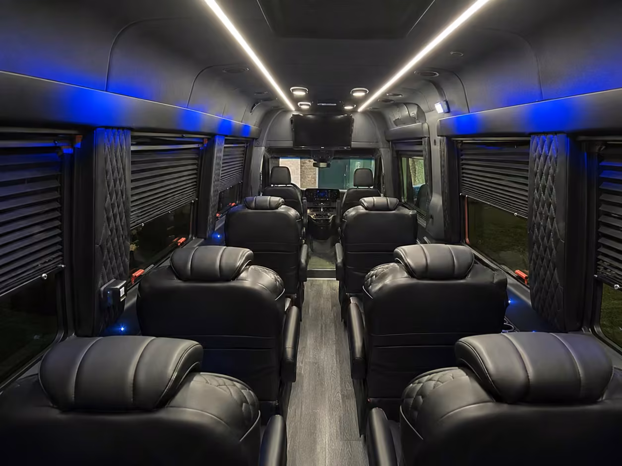 sprinter van rental with driver inside